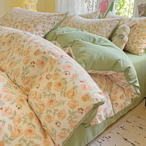 100% Cotton Microfiber Embroidery Chinese Style Quilt Cover Set Duvet Pillowcase Florals Pattern Bedding Home Use 3 Pcs