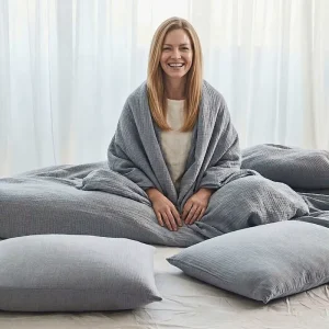 100% Cotton Muslin Duvet Cover Set Airy Breathable Lived in Softness Effortless Aesthetic Bedding