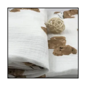 100% Cotton Muslin Fabric for Baby Custom Printed White Double Gauze with Bamboo and Cotton for Boys