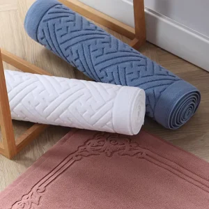 100% Cotton Non slip Bathroom Jacquard Bath Floor Mat Soft Bathroom Floor Towel and Towel Sets for Washroom Home and Hotel