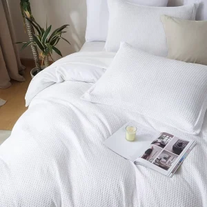 100% Cotton Nordic Style Queen Size 3 Pcs Quilt Cover Set Soft Breathable Pillowcases Waffle Pattern Duvet Cover Set