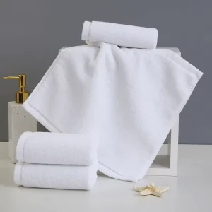 100% Cotton Organic Embroidery Jacquard Plain Bath Hand Face Towel White Hotel Towels Airplane Use Woven Square