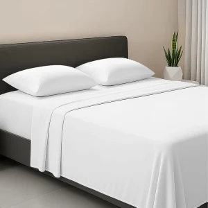 100% Cotton Organic OEKO TEX Certified 4Pcs Bedding Set Breathable Wrinkle Resistant Fitted Flat Sheet Linen Hotel Home