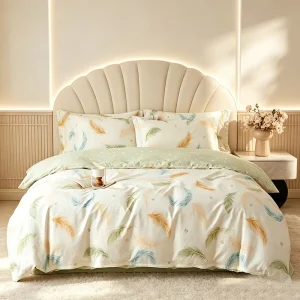 100% Cotton Pastoral Hotel Style 4 Piece Bedding Set 200TC Breathable Includes Duvet Cover Flat Sheet Pillowcases