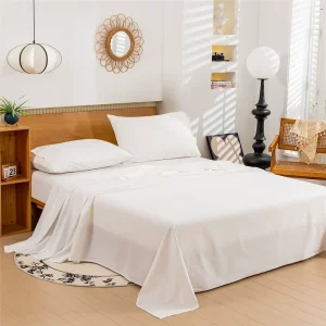 100% Cotton Premium Quality Modern Eco Friendly Woven 200TC 4 Piece Bed Sheets Set Solid Soft Breathable Deep Pocket Queen Size