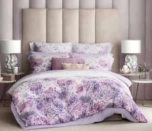 100% Cotton Printed Bedding Set Classic Design with Piping Pillowcase and Solid Bed Sheet Set