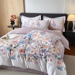 100% Cotton Printed Bedding Set Luxury Breathable Soft 4pcs Queen King Size Bed Sheet Set for Home