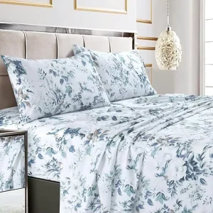 100% Cotton Printed Customized Bed Flat Sheet King Size Bed Fitted Sheet 4pcs Bed Sheets Set with 2 Pillowcases