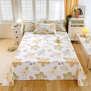 100% Cotton Printed Flat Sheet Pillowcases Set