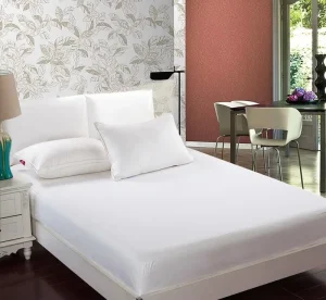 100% Cotton Queen/King Hotel Fitted Sheet Set Full Plain White Extra Deep with Soft Waterproof Flat Sheet for Hospital Use