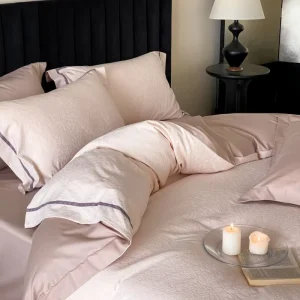 100% Cotton Queen Size Duvet Cover Pink Plant Pattern Pillowcase Flat Sheet Bedding Set 4 Piece Bed Sheets