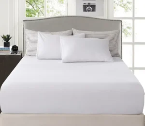 100% Cotton Queen Size Fitted Sheet Deep Pocket Soft Elastic Sateen Weave Flat Knitted Bed
