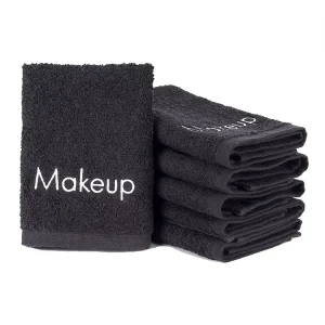100% Cotton Reusable Black Face Towel Custom Logo Adult Woven Technique Solid Color Makeup Bath Washcloths