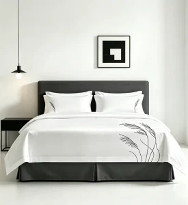 100% Cotton Sateen Embroidered Duvet Cover Set Soft Durable Queen Bedding for Hotel Home Bedroom Guest Room Daily Us