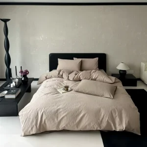 100% Cotton Sateen Jacquard Eco Friendly Organic Plant Pattern Luxury Bedding Set Soft Duvet Cover Bed Sheet Set