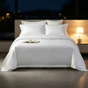 100% Cotton Sateen King Size Sheet Set 4pcs 60×60 Reactive Dyed Solid White Breathable