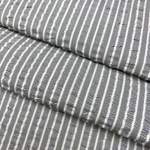100% Cotton Seersucker Fabric Black White Stripe Crinkle Woven Breathable 125GSM for Shirt Dress Abaya