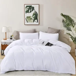 100% Cotton Simple Bedding Sets Pure White Color 300tc Thread Count All-Season Pillowcases Flat Bed Sheet Fitted Sheet for Hotel