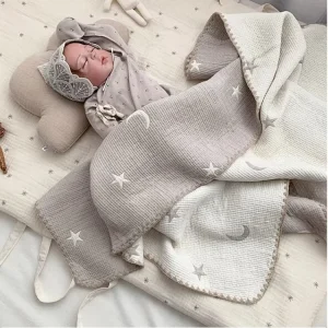 100% Cotton Soft Printed Cartoon Children’s Blanket Knitted Kids Muslin Comforter Bath Cover Eco Friendly Feature