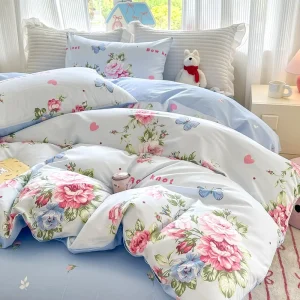 100% Cotton Solid 200TC Eco Friendly European & American Style Bedroom Bedding Set with 2 Pillowcases and Flat Bed Sheets