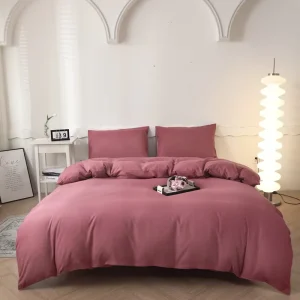 100% Cotton Solid Color 4 Piece Bedding Set for Home Hotel OEM ODM Solid Color Bedding Set Custom Size Color Logo