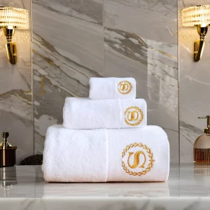 100% Cotton Solid Color Eco Friendly Antimicrobial Quick Dry Embroidery Hotel Home Bath Towel Hand Towels Set Soft