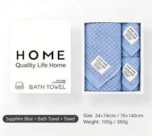 100% Cotton Solid Color Soft Quick Dry Skin-Friendly Bath Towel Face Towel & Hand Towel 3-Piece Gift Set Luxury Gift Box