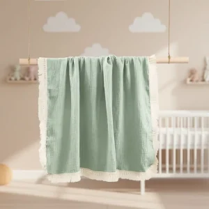 100% Cotton Solid Receiving Blanket for Newborn Woven Raschel Throw Blanket for Baby Swaddle Blankets Breathable Swaddle Wrap