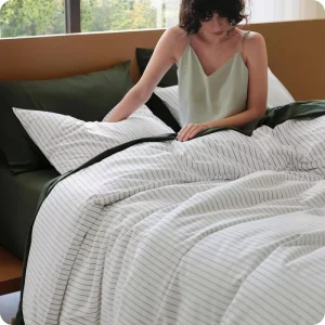 100% Cotton Striped 3Pcs Bedding Set Comfortable Skin-friendly Quilt Cover Pillowcases Sweat-absorbing Duvet Cover All Seasons