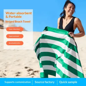 100% Cotton Striped Peshtemal Turkish Beach and Gym Towel Quick Dry Sand Free Oversized Travel Custom Embroidery Logo