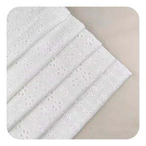 100% Cotton Swiss Voile Eyelet Embroidered Fabric White Textile Cloth for Women’s Dress Woven for Wedding Accessories