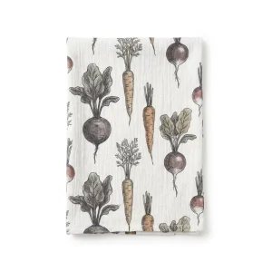 100% Cotton Tea Towels Organic Vegetable Garden Root Veggies Sketch Kitchen Towels 40x60cm