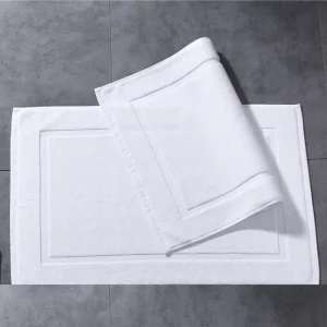 100% Cotton Terry Cloth Hotel Bath Floor Mat Woven Bathroom Foot Towel for Bath or Shower Use