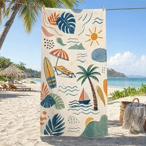 100% Cotton Terry Velour Luxury Eco Friendly Beach Towel Custom Print Logo Large Oversized Absorbent Pool Hotel