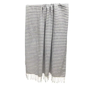 100% Cotton Turkish Beach Towel with Tassels Lightweight Quick Dry Flat Woven Peshtemal Hammam Towel Custom Logo