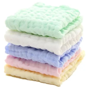 100% Cotton Ultra Soft 12×12 Inch Muslin Baby Towels and Washcloth Set Baby Bath Towel