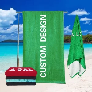 100% Cotton Velour Beach Towel Highly Absorbent and Personalized with Custom Logo Print Jacquard Woven Patterns for Bath Use