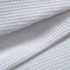 100% Cotton Waffle Dobby Weave Fabric 225GSM OEKO TEX Certified Textile for Bath Robe Home Textile