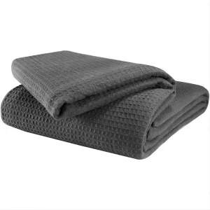 100% Cotton Waffle Weave Blanket Queen Size Lightweight Washed Soft Breathable Blanket for All Season Couch Bed Sofa Blankets