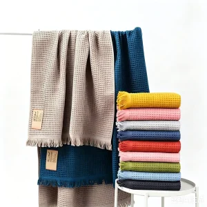 100% Cotton Waffle Weave Blankets Large Bath Towels Soft Shawl style Towels Home and Outdoor Beach Towels