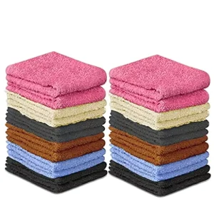 100% Cotton Washcloths Soft Absorbent Solid Pattern Square Face Towels for Bathroom Gym Spa Use Machine