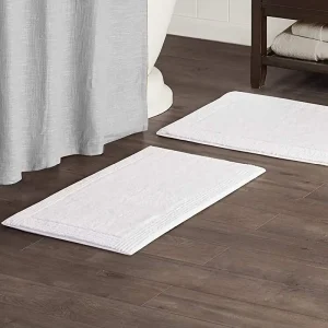 100% Cotton Water Absorption Anti Slip Bathroom Floor Towel Standard Hotel White Shower Bath Mat