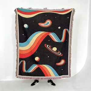 100% Cotton Weaving Accept Custom Jacquard Artwork with logo Throws Sofa Tapestry Woven Throw Blanket