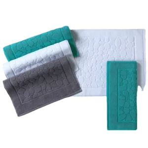 100% Cotton White Bath Mats Tufted Bath Rug Shower Mat Machine Washable Fade Resistant for Home Hotel SPA Bath Tub Mat