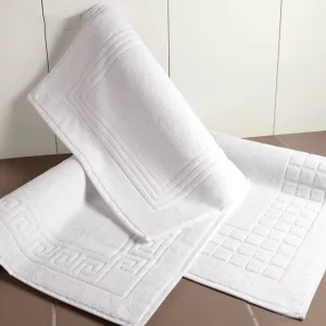 100% Cotton White Customize Jacquard logo Hotel Bath Floor Mat Towels