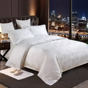 100% Cotton White Full Bedding Set Modern Duvet Cover Flat Sheets 4 Piece Bedding Set for Hotel
