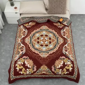 100% Cotton Woven Gauze Soft Blanket Custom 230*250 Luxury High Quality Floral Throw Bed Sofa Couch Supply