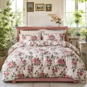 100% Cotton Woven Modern Printed Plant Duvet Cover 3 Pcs Bedding Set with Duvet Covers and Pillowcases