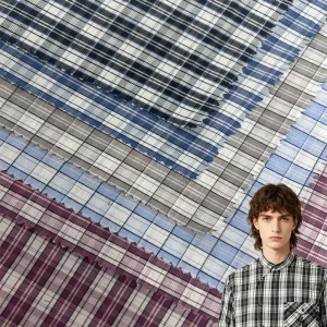 100% Cotton Yarn Dyed Check Fabric Plain Weave Cotton Jacquard Gingham Fabric Manufacturer for Apparel
