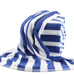 100% Cotton Yarn Dyed Jacquard Beach Towel Custom 75*152 Blue White Striped Swimming Extra Large Heavyweight Foreign Trade Towel